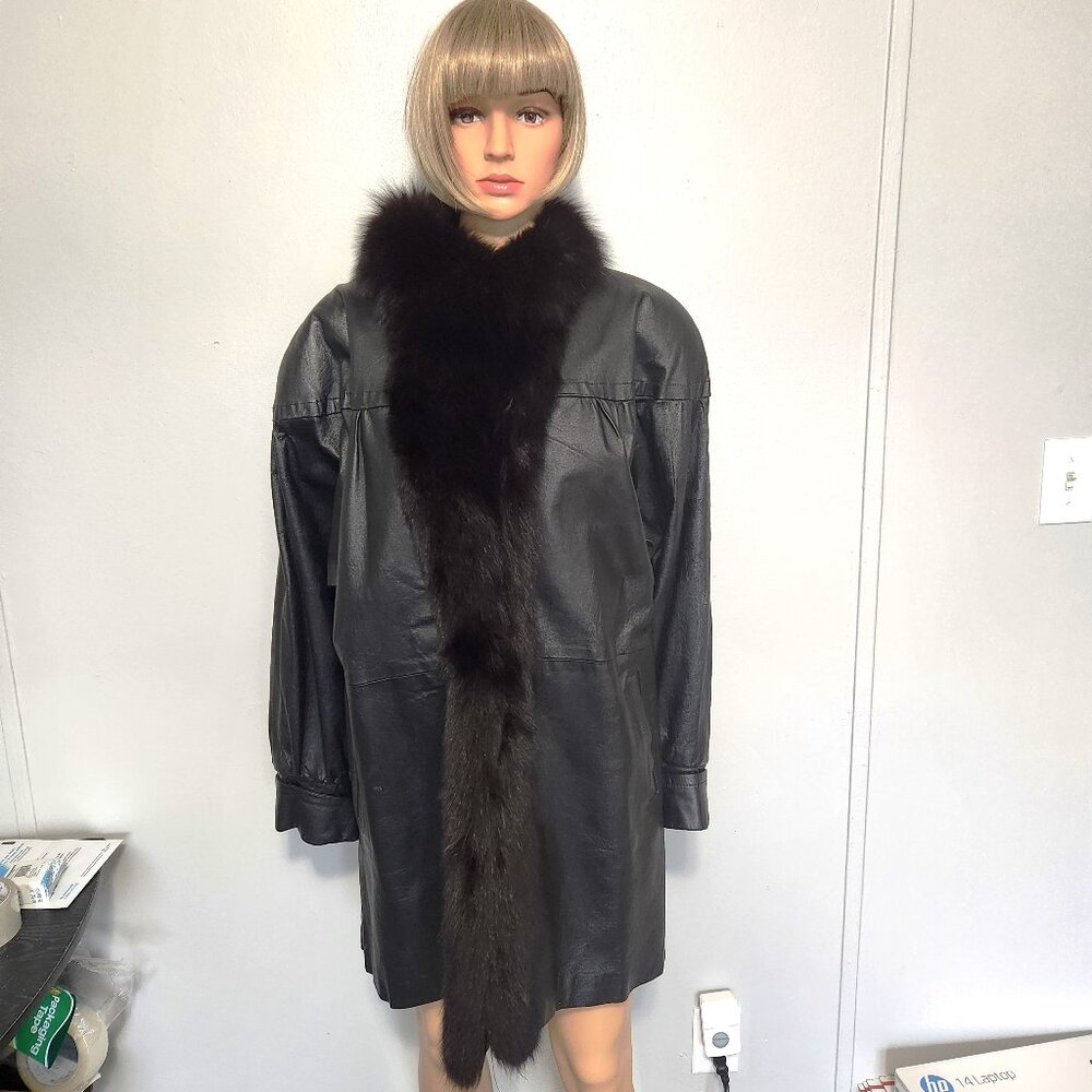 #580 Leather/fox fur coat
